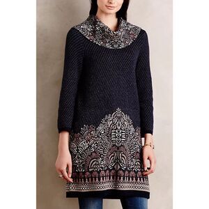 Anthropologie Moth Imperial Garden boho Sweater Tunic Dress sz L